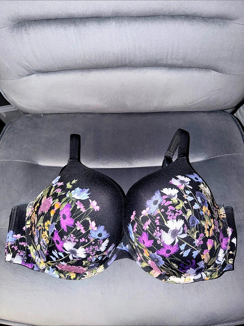 Cacique Floral Underwire Bra Black & Pink Size 44DDD Like New
